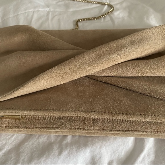 Reiss Goatskin Suede Foldover Twist Detail Clutch Bag - Picture 3 of 16